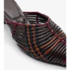 Mules in pelle intrecciata con motivo a quadri