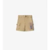 Pantaloncini cargo in cotone con rifiniture a quadri
