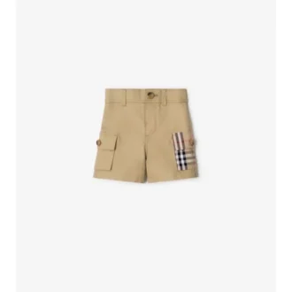 Pantaloncini cargo in cotone con rifiniture a quadri
