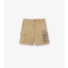 Pantaloncini cargo in cotone con rifiniture a quadri