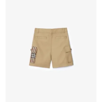 Pantaloncini cargo in cotone con rifiniture a quadri