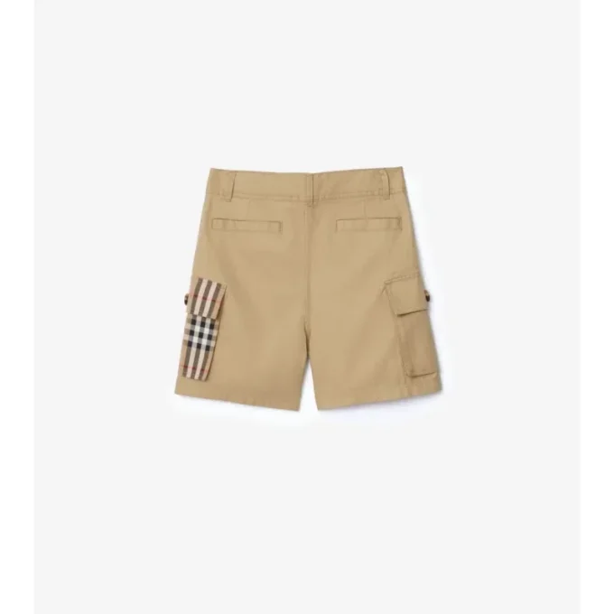 Pantaloncini cargo in cotone con rifiniture a quadri