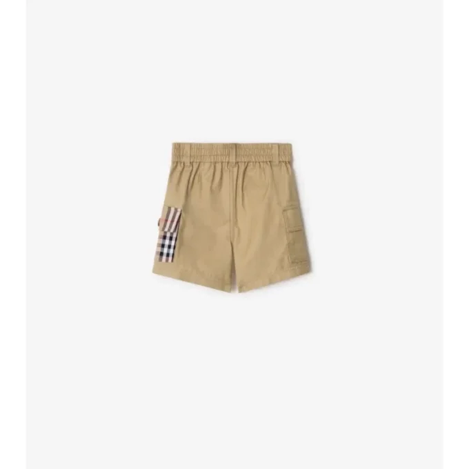 Pantaloncini cargo in cotone con rifiniture a quadri