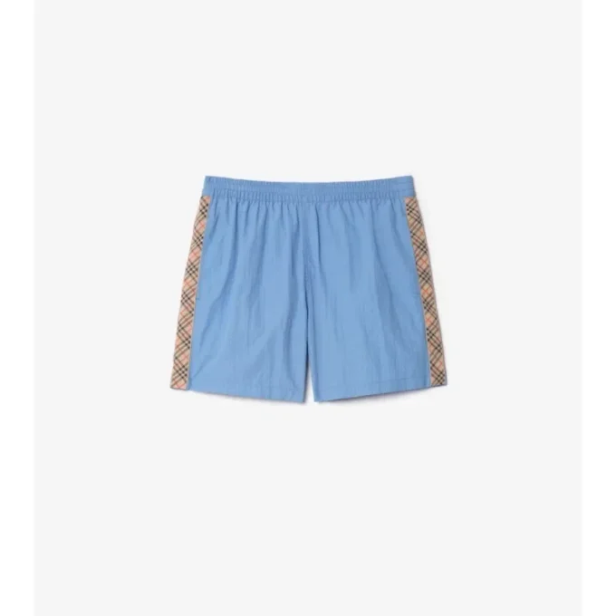 Pantaloncini da bagno con rifiniture a quadri