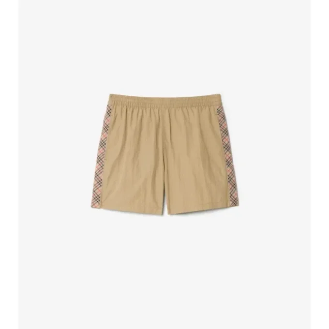 Pantaloncini da bagno con rifiniture a quadri