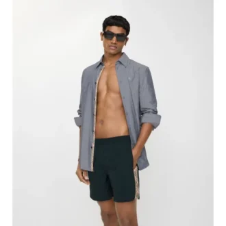 Pantaloncini da bagno con rifiniture a quadri