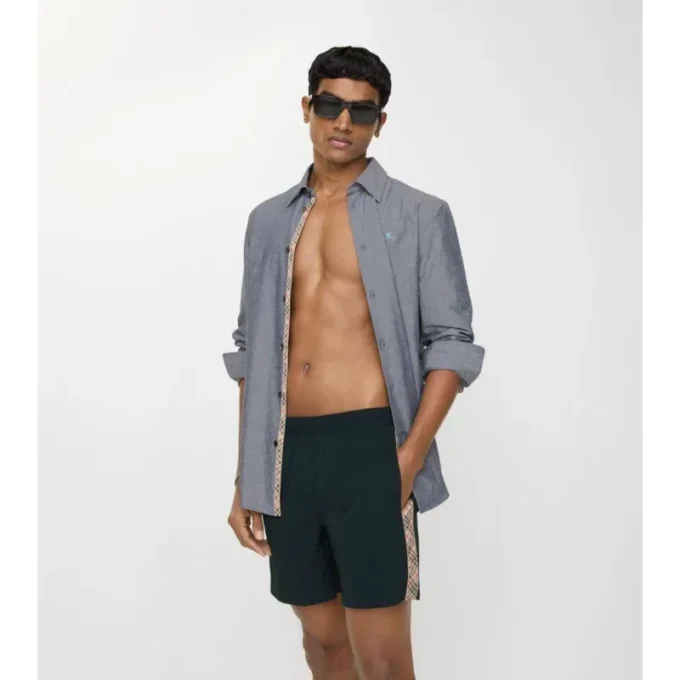 Pantaloncini da bagno con rifiniture a quadri