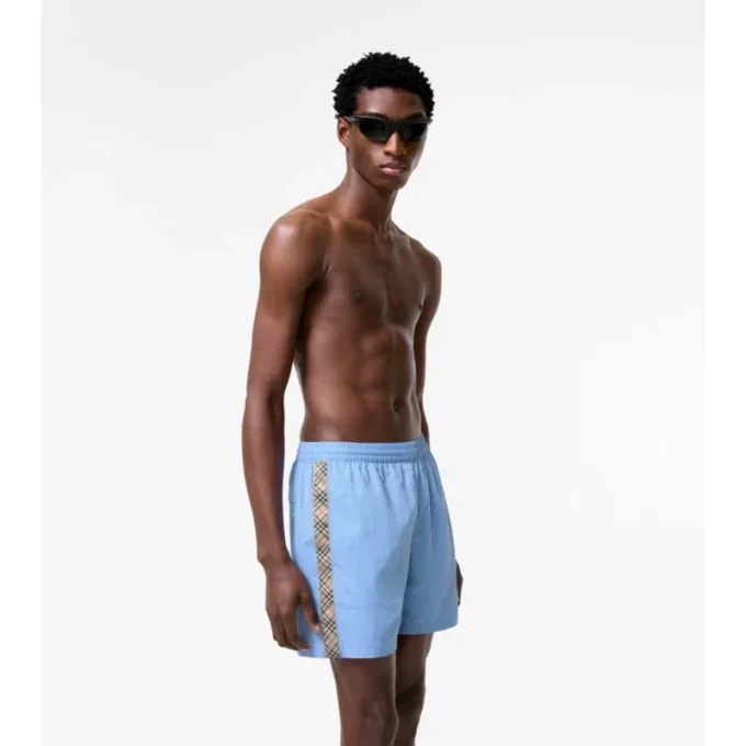 Pantaloncini da bagno con rifiniture a quadri