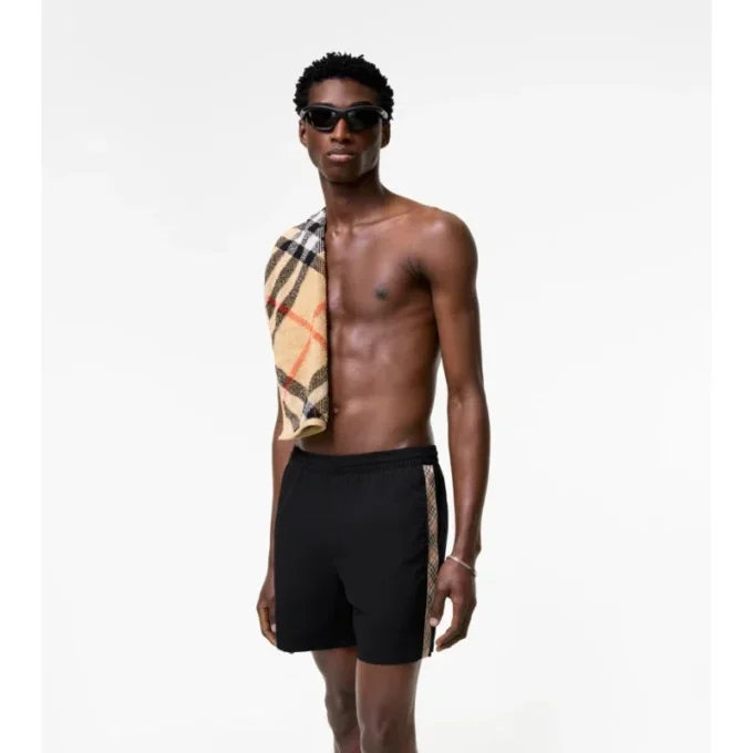 Pantaloncini da bagno con rifiniture a quadri