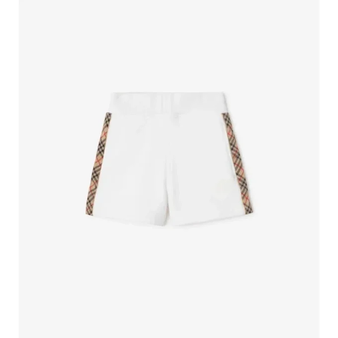 Pantaloncini in cotone con bordi a quadri