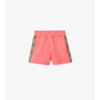 Pantaloncini in cotone con bordi a quadri
