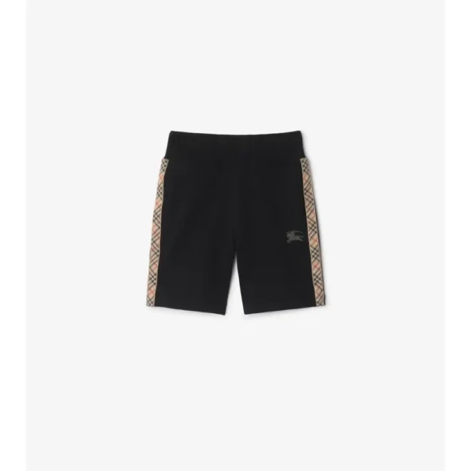 Pantaloncini in cotone con bordi a quadri