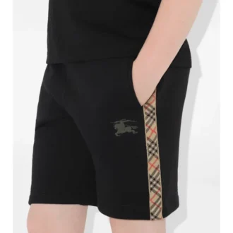 Pantaloncini in cotone con bordi a quadri