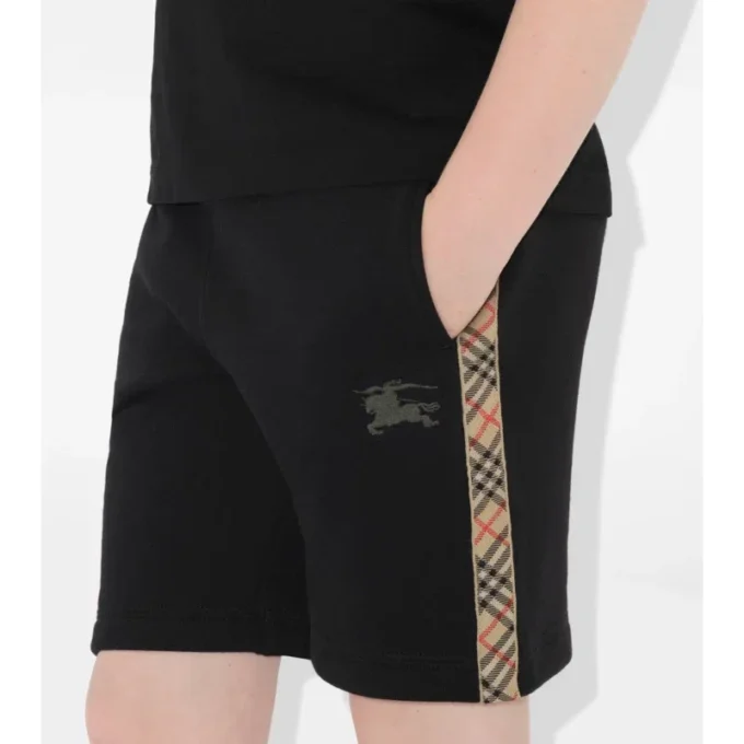 Pantaloncini in cotone con bordi a quadri