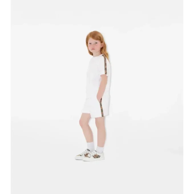Pantaloncini in cotone con bordi a quadri