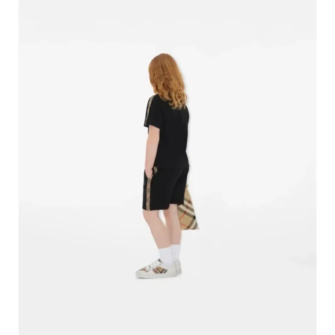 Pantaloncini in cotone con bordi a quadri