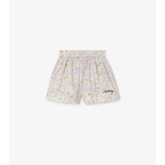 Pantaloncini in cotone con margherite