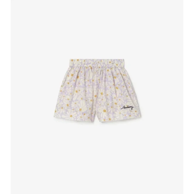 Pantaloncini in cotone con margherite
