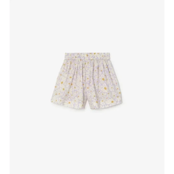 Pantaloncini in cotone con margherite