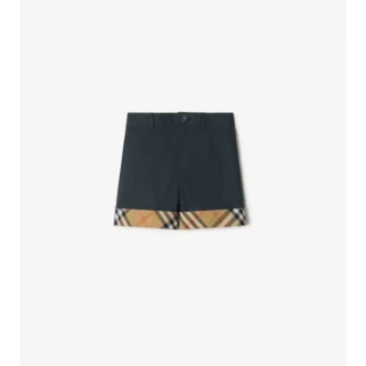Pantaloncini in cotone con risvolto a quadri