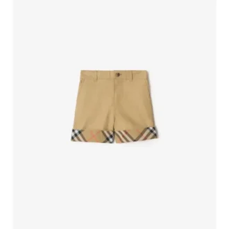 Pantaloncini in cotone con risvolto a quadri