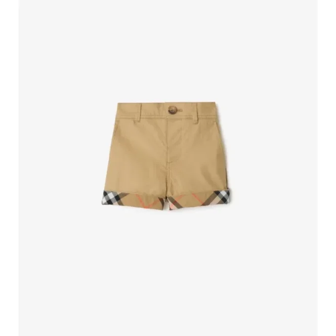 Pantaloncini in cotone con risvolto a quadri