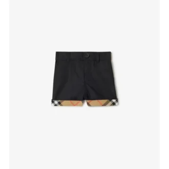 Pantaloncini in cotone con risvolto a quadri