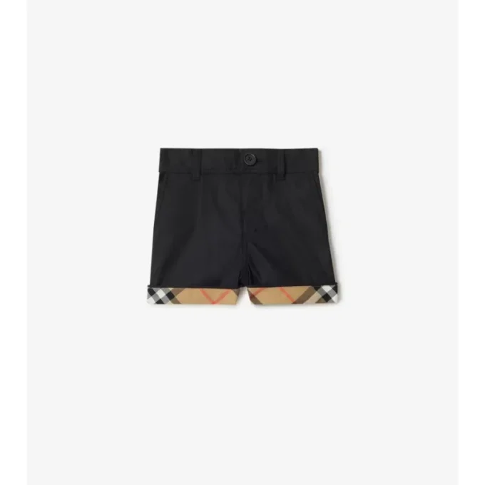 Pantaloncini in cotone con risvolto a quadri