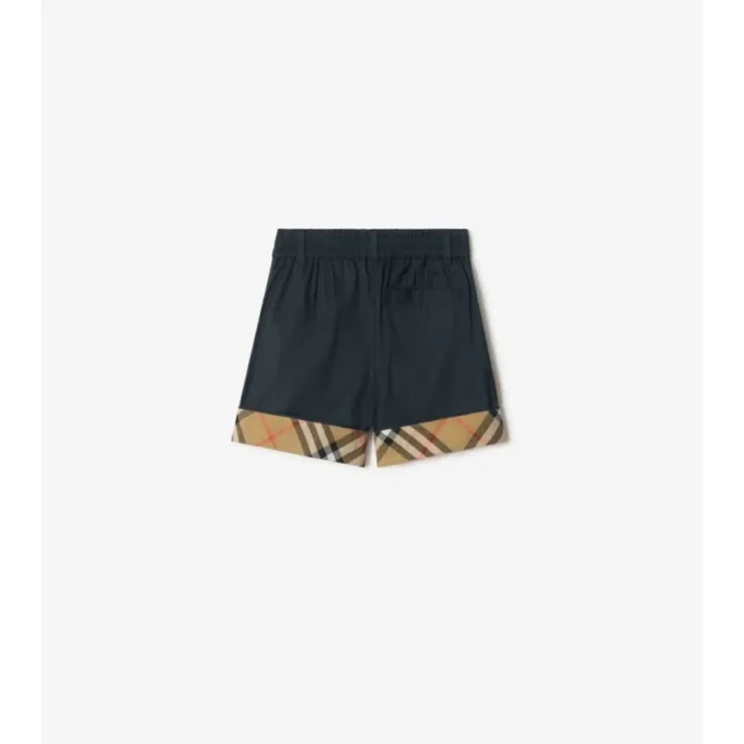 Pantaloncini in cotone con risvolto a quadri