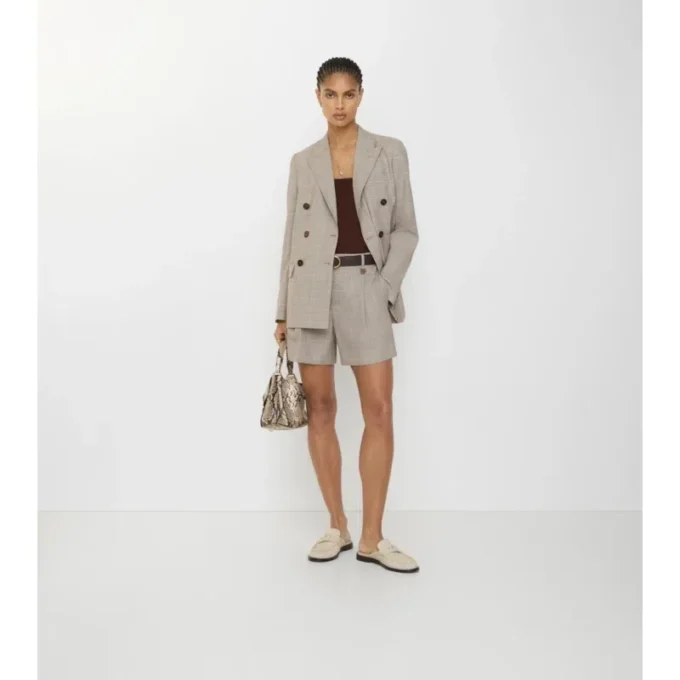 Pantaloncini sartoriali in lana a quadri