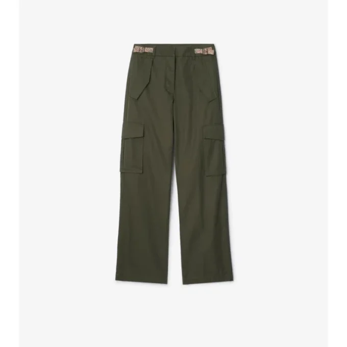 Pantaloni cargo in Gabardine con rifiniture a quadri
