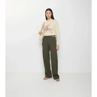 Pantaloni cargo in Gabardine con rifiniture a quadri