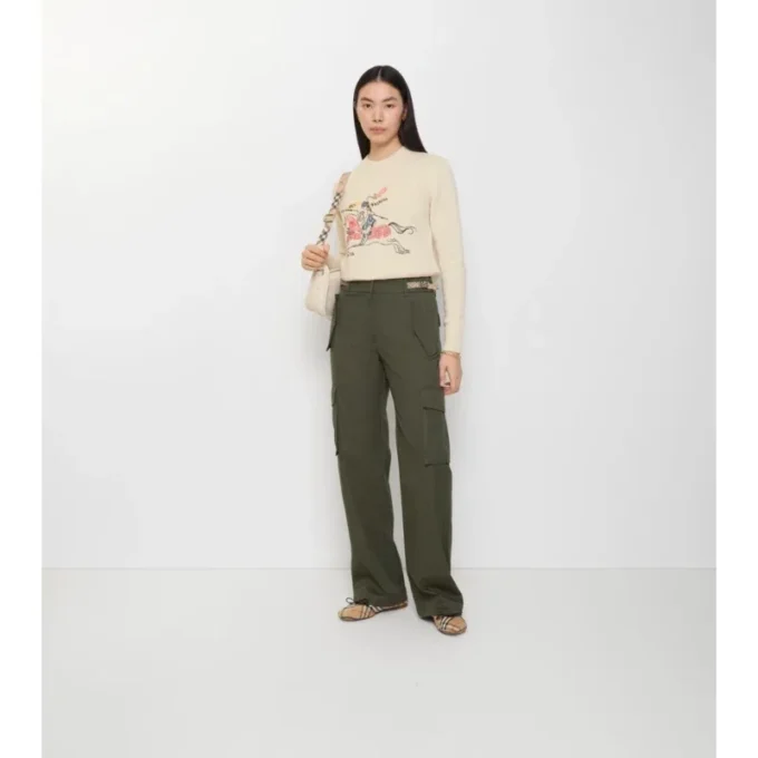 Pantaloni cargo in Gabardine con rifiniture a quadri