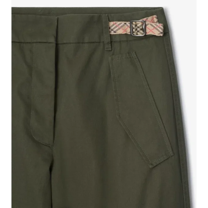 Pantaloni cargo in Gabardine con rifiniture a quadri