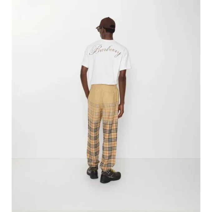 Pantaloni da jogging in cotone con motivo a quadri sfumato