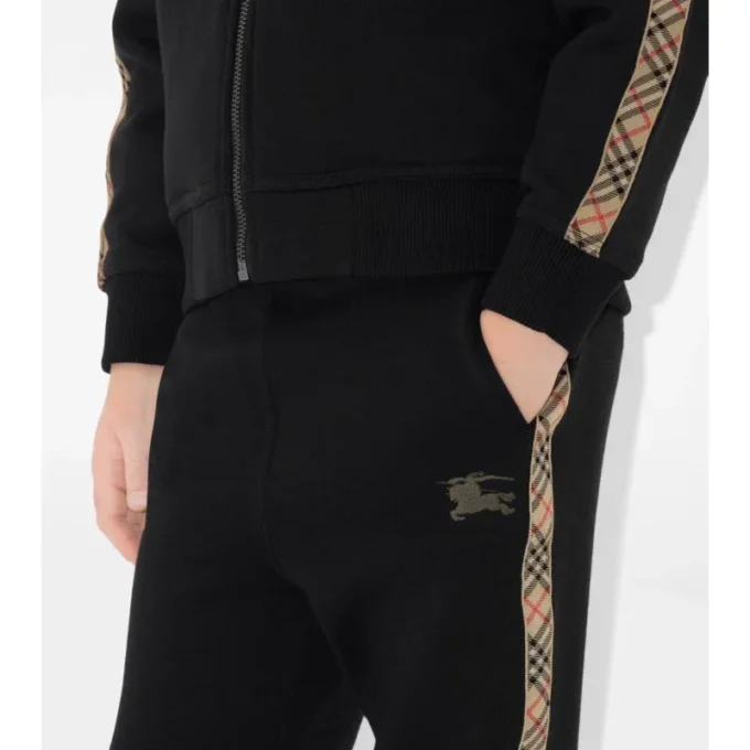 Pantaloni da jogging in cotone con rifiniture a quadri
