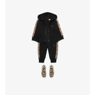Pantaloni da jogging in cotone con rifiniture a quadri