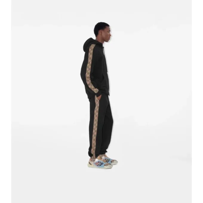 Pantaloni da jogging in cotone con rifiniture a quadri