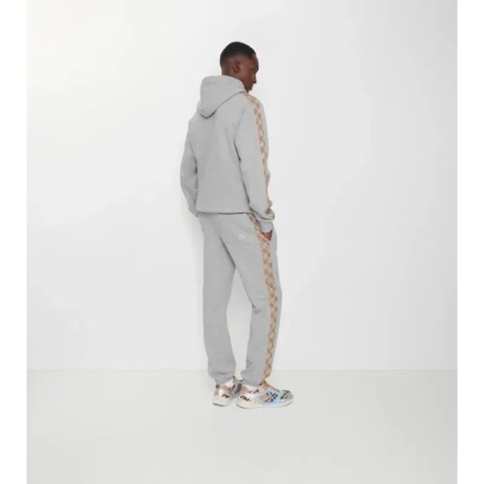 Pantaloni da jogging in cotone con rifiniture a quadri
