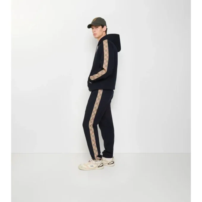 Pantaloni da jogging in cotone con rifiniture a quadri