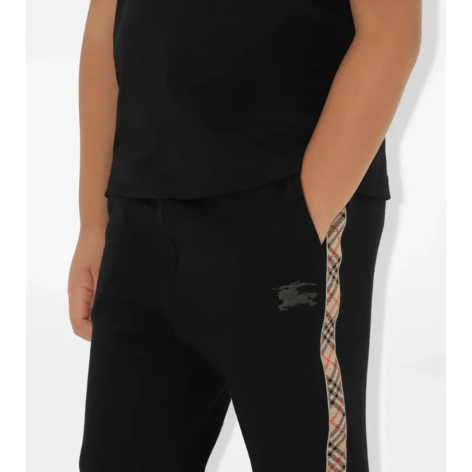 Pantaloni da jogging in cotone con rifiniture a quadri