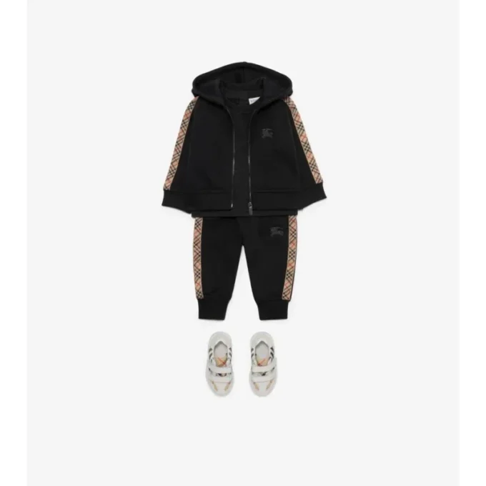 Pantaloni da jogging in cotone con rifiniture a quadri