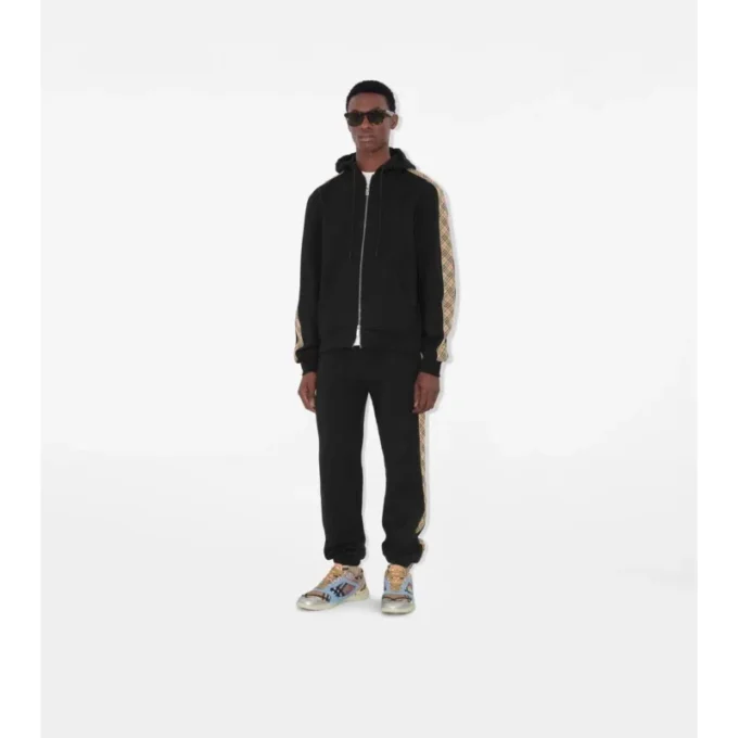 Pantaloni da jogging in cotone con rifiniture a quadri