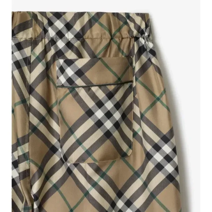 Pantaloni da pigiama in seta a quadri