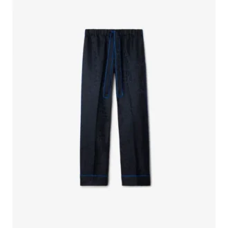 Pantaloni da pigiama in seta con motivo girasole