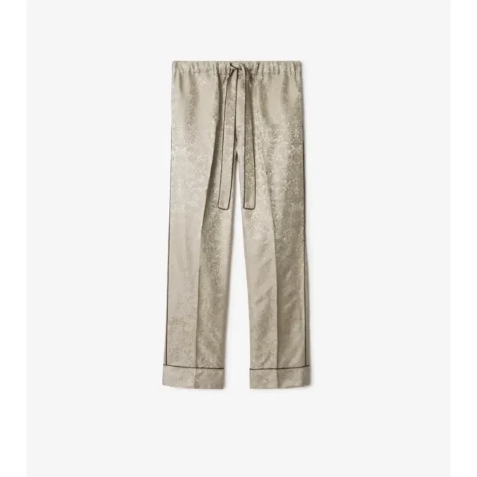 Pantaloni da pigiama in seta con motivo girasole
