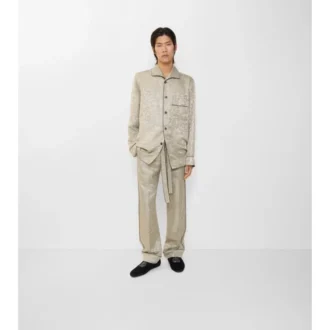 Pantaloni da pigiama in seta con motivo girasole