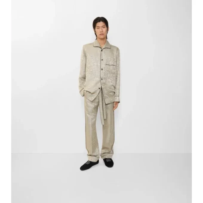 Pantaloni da pigiama in seta con motivo girasole