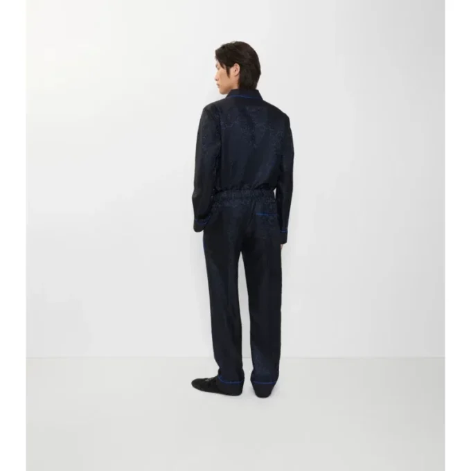 Pantaloni da pigiama in seta con motivo girasole