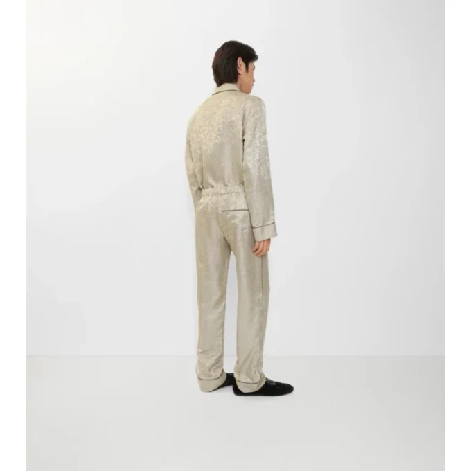 Pantaloni da pigiama in seta con motivo girasole